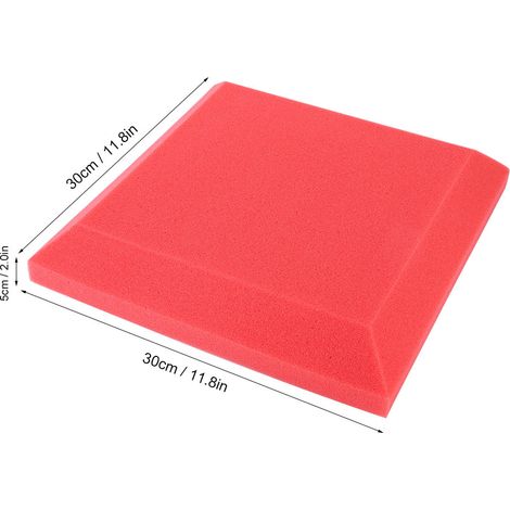 Lot de 6 panneaux acoustiques en mousse insonorisante, 30 x 30 x 5 cm, rouge, pour piano, studio d'enregistrement. (1/5)