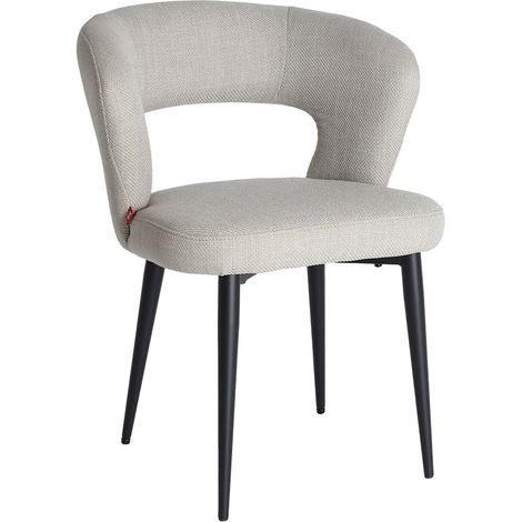 Chaise contemporaine beige en polyester et bois noir design élégant - Beige naturel et noir profond (1/5)