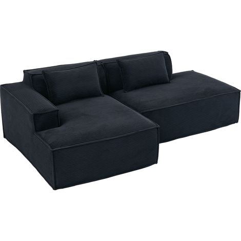CAIziCanapé économique en tissu de 235 cm de large avec deux coussins + poche à ressorts - canapé moderne, simple et confortable, idéal pour les petits salons, appartements et bureaux (1/5)