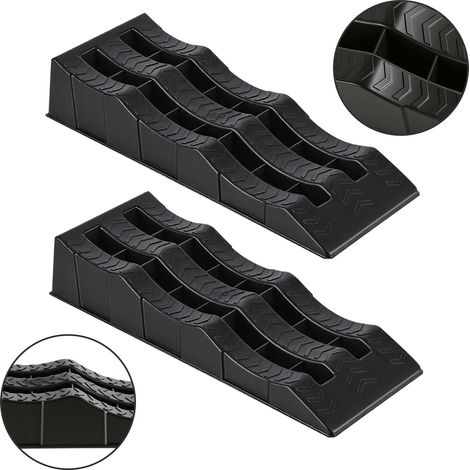 Randaco 2 x Auffahrkeil 3,5 T 61 x 21 x 12 cm Ausgleichskeil 3 Stufen Keil mit Tasche PKW (1/5)