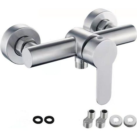 Robinet de douche mural en acier inoxydable avec commande manuelle pour eau froide et chaude (1/5)