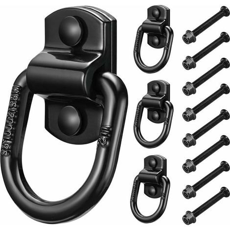 1/2" hochbelastbarer, geschmiedeter D-Ring-Anker mit Schraubbefestigung, 12000 lb Bruchfestigkeit, Ankerhaken zur Befestigung von Laderanhängern (4er-Pack) (1/4)
