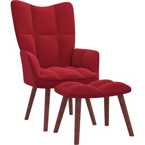 Chaise de relaxation avec repose-pied Fauteuil relax - Rouge bordeaux Velours BonneVie-29039 (1/5)