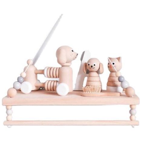 Pair Étagère Murale Etagères Flottantes en Bois de pin, Tablette Décoration avec Perles en Bois et Porte-Serviette (1/4)