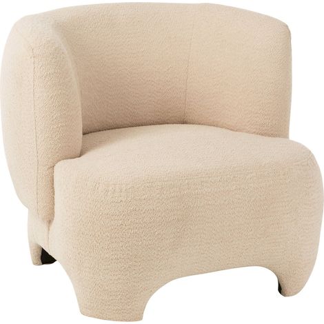 Fauteuil une place tricoté textile bois blanc confort moderne - Blanc crème tricoté (1/5)
