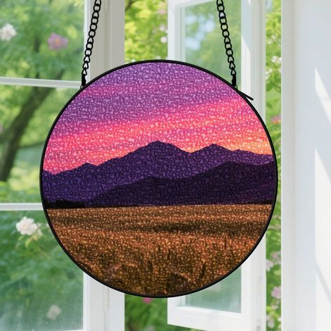 Suspension en vitrail, attrape-soleil unique minimaliste, décoration fenêtre jardin, cadeau Noël, Anniversaire pour famille, ami, amie 9cm (1/5)