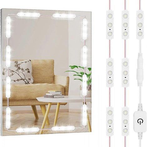 LED Vanity Mirror Lights, White LED Mirror Lights with Dimmable Touch Control for Makeup Vanity Table & Bathroom Mirror (Mirror Not Include) (1/4)