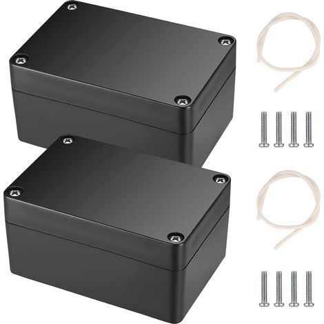 Scatola di giunzione per elettronica da 2 pezzi, scatola di giunzione impermeabile IP65 per esterni, contenitore elettronico per cavi in plastica per elettronica fai da te - 100 x 68 x 50 mm/nero