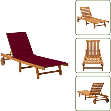 Sonnenliege mit Auflage Akazie Massivholz - Holz-Sonnenliege - Gartenliege - Lounge Chair - Akzidenzliegenstil - Akazienholzsitzgelegenheit (1/5)