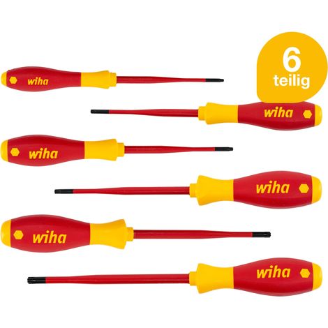 Wiha Schraubendreherset SoftFinish slimFix (41245), 6 teilig, Schraubenziehersatz VDE Elektriker, isoliert 1000v, Torx mit Loch (1/5)