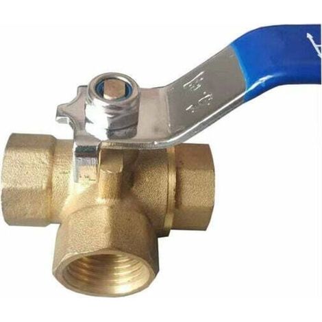 Vanne à 3 Voies,Vanne Bille Laiton 1/2",Trois Voies En Laiton Adaptateur Valve Connecteur À Billes Macaron (1/4)