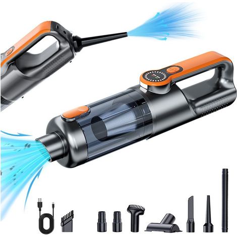 Orange Aspirateur à Main, 17000Pa Aspirateur sans Fil Puissant, Dépoussiérage par Simple Pression, Moteur sans Balais (1/5)