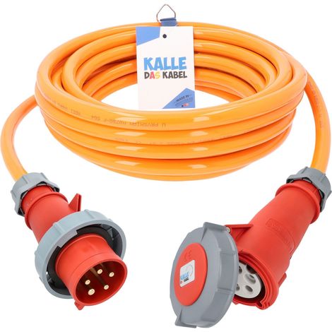 Kalle Verlängerungskabel CEE 400V 32A 4,0mm² Extreme Signal Orange Aquasafe IP67 30 Meter