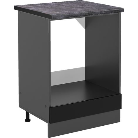 Mobile per forno da incasso R-Line, Nero lucido, 60 cm , PL Antracite, Vicco