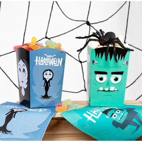 Cajas para palomitas de maíz con diseño de monstruos de Halloween (6 unidades). (1/5)