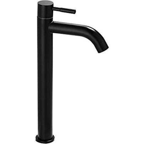 Robinet de lavabo noir à eau froide, acier inoxydable -Buse coudée à poignée unique ( tuyau d'alimentation en eau non inclus) (1/5)