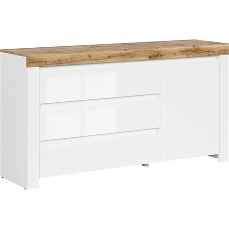 Bufé 3 cajones y 1 puerta Hella Blanco y Madera (1/5)