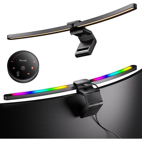 Lampe Écran Pc Incurvé RGB Télécommande, Light Bar 66cm Noir Ultrawide Pliable, 112+78 LED, 15 Modes Rétroéclairage RGB, Lumière Ambiante pour Gaming Bureau, Esthétique (1/5)