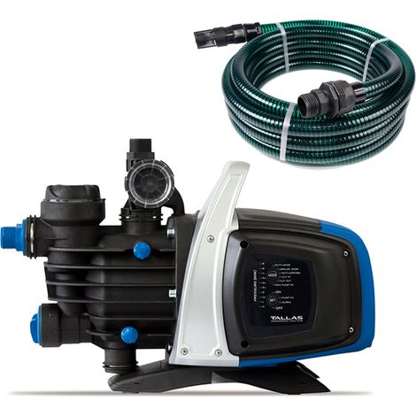 Tallas D-EBOOST 850 mit Ansaugschlauch - Hauswasserautomat - 3.180 L/Std. - 850W - Förderhöhe 43 m - Inkl. Wasserfilter - Trockenlaufschutz - Gartenpumpe