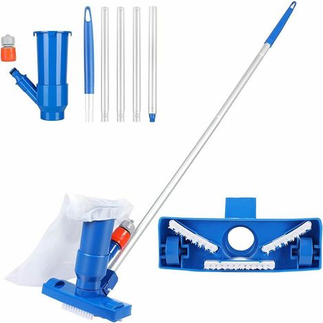 jardin piscine Aspirateur de Piscine à Vide Kit, Mini aspirateur à Jet pour Piscine, avec Brosse, Sac et 5 bâtons (1/5)