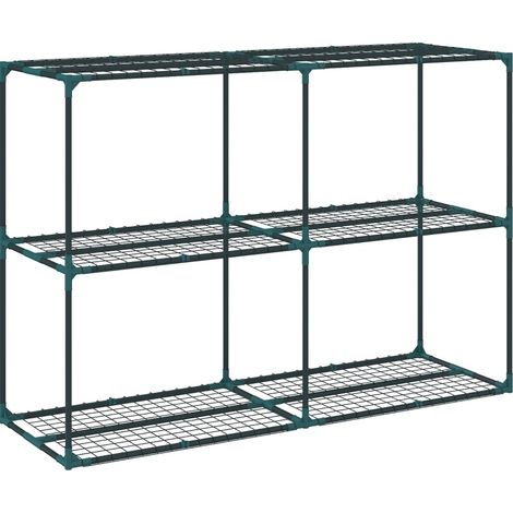 CHICFURN Porta-piante a 3 livelli 100 cm in acciaio verde scuro, per balcone e piccolo giardino (1/5)
