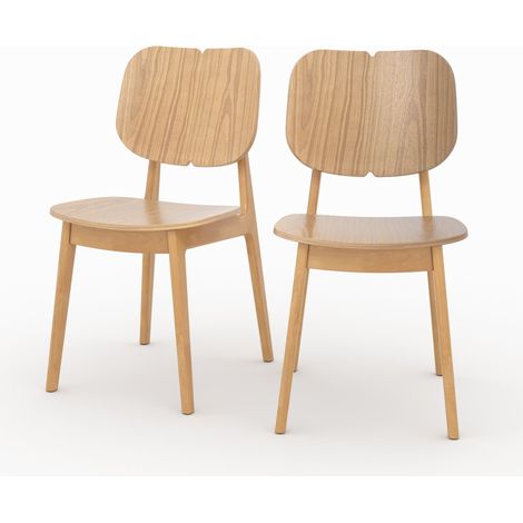 Lot de 2 chaises en bois clair - CLYDE (1/5)