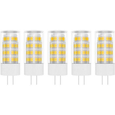 5X G4 LED lamp, 5 W, light bulb, 51 SMD, 2835 LEDs, warm white, 3000 K, LED light source, 400 lm, equivalent to 50 W halogen lamp, AC 220 V [energy class A+] (1/4)