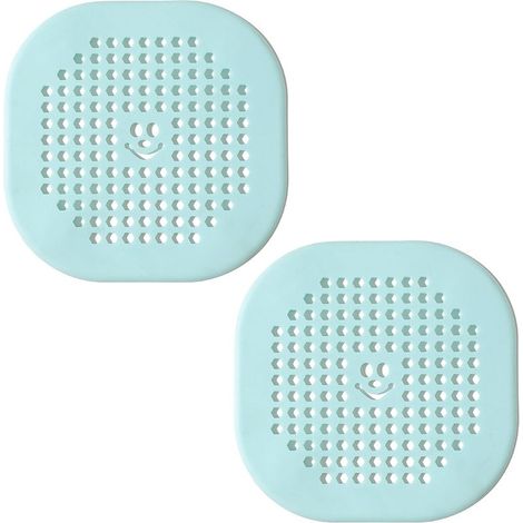 Lot de 2 attrape-cheveux pour bonde, protecteurs de bonde en silicone durable avec ventouse, pour douche, cuisine et salle de bain, vert (1/4)