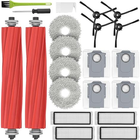 Kit de accesorios para el parachoques delantero del Roborock Q Revo, repuestos para el Roborock P10, 2 cepillos principales, 4 almohadillas de limpieza, 4 bolsas (1/5)