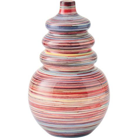 Vase en poterie multicolore strié - multicolore (1/3)