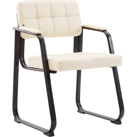 Silla de visita sillón de oficina sin ruedas sintéticas color crema BUR10224 (1/3)