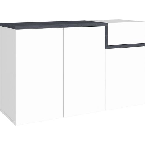 Scarpiera 3 Ante Battenti 1 Antina a Ribalta 120x40x80,1 cm Zet Bianco Lucido e Ardesia (1/4)
