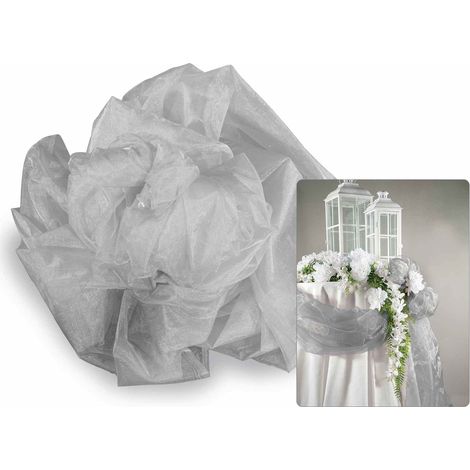 Teli in organza argento chiaro, Mt 3 x 1,45 H