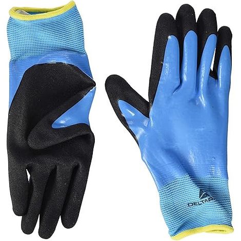 Gants de travail DELTA PLUS V636BL07 - Nitrile, Bleu/Noir, Taille 07 (1/3)