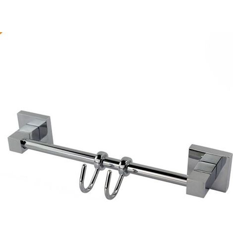Cleafe - Porta Asciugamani Con 2 Ganci Appendini Fissaggio A Parete Bagno Square 59194 - (1/2)