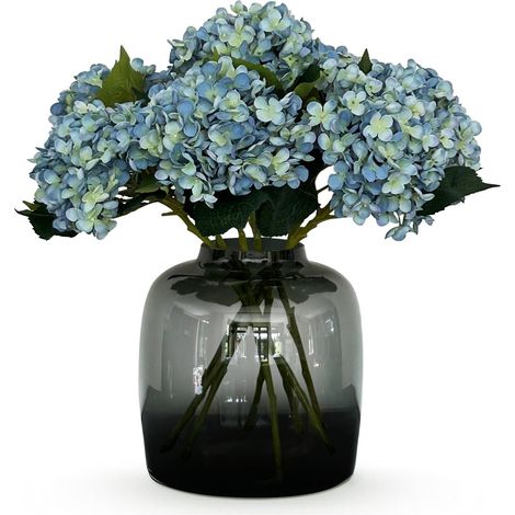 Bouquet de 8 Tiges d'Hortensias Artificiels Bleus Décoration Intérieure Aspect Réel 52 cm - PANGIVO (1/5)