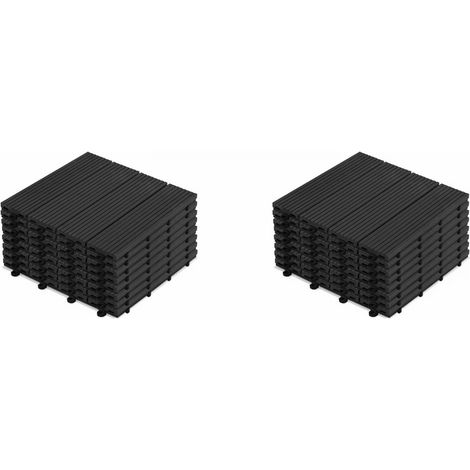 Dalles de terrasse en bois composite WPC 30 x 30 cm Dalles clipsables jardin extérieur Noire x20 (1/4)