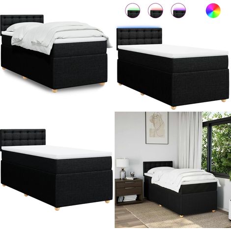 vidaXL Boxspringbett mit Matratze Schwarz 90x190 cm Stoff (1/5)