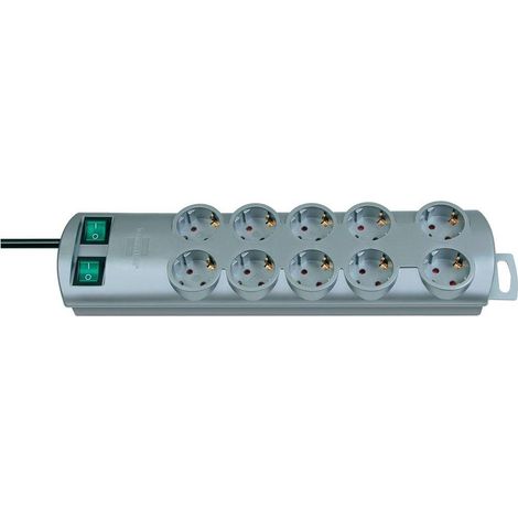 Prolongateur Multiprise Primera-Line 10 prises, Argent, 2 m (1/2)