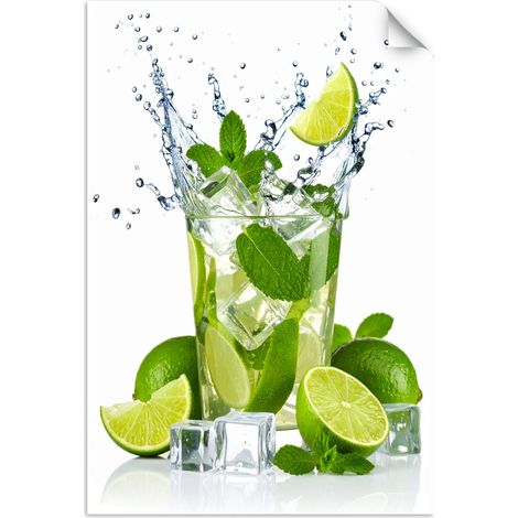 Selbstklebendes Poster – Wandsticker Limetten-Mojito-Cocktail mit Früchten 60x90 cm