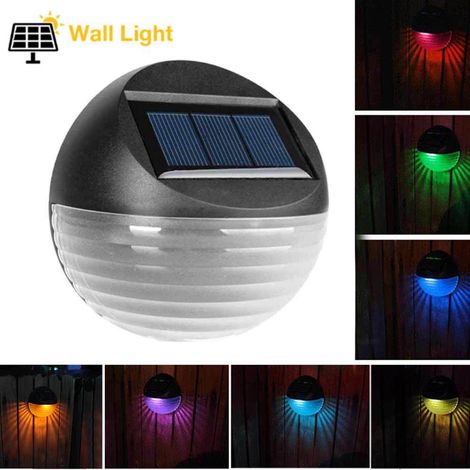 Solar-LED-Wandleuchte für den Außenbereich, geeignet für Garten, Zaun und Landschaftsgestaltung, kleine Wandleuchte, warmes Licht + RGB-Solar-Dekorationsbeleuchtung für Zaun und Treppenstufen (1/4)