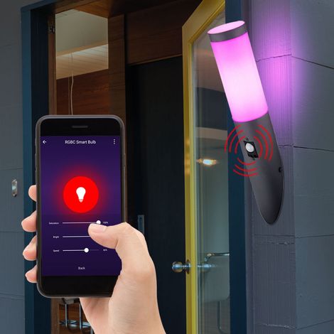 Außen Wand Leuchte App Sprachsteuerung Sensor Garten Lampe dimmbar im Set inkl. RGB LED Leuchtmittel