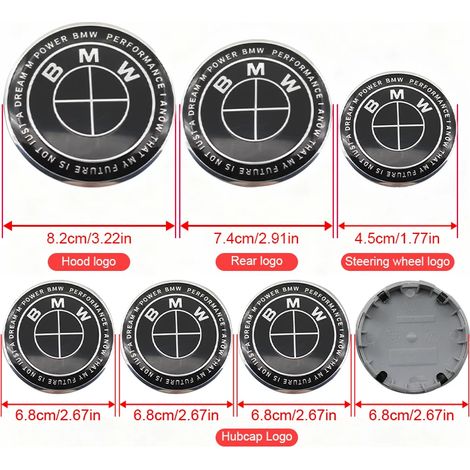 (45 82 74 4 pièces 68 mm YT, Thunder All Black) - Cache-moyeu de roue de voiture, autocollant central de volant, logo BMW M, compatible avec BMW X6 G01 E84 X1 X2 X3 (1/5)