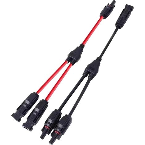 Solarverbinder 30A Y-förmiges Abzweigkabel, Kabelparalleladapter, verwendet für 1  M/FF + 1  F/MM Schwarze und rote Stromversorgung von Solarmodulen