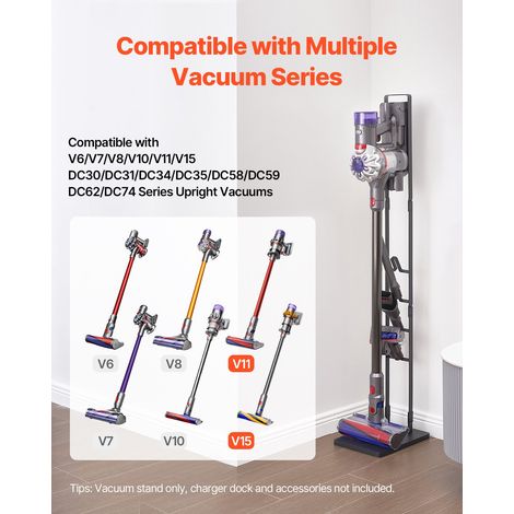 Support d'aspirateur, pour Dyson V6 V7 V8 V10 V11 V15, porte-aspirateur stable avec 4 crochets pour aspirateurs verticaux sans fil Dyson DC30 DC31 DC34 DC35 DC58 DC59 DC62 D74 et accessoires (1/5)
