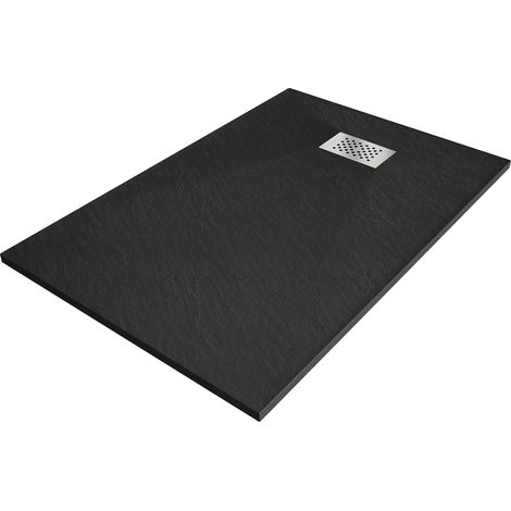 Mexen Hugo Rechteckige Duschwanne SMC 120 x 80 cm, schwarz, Inox-Abdeckung - 42708012-X (1/5)