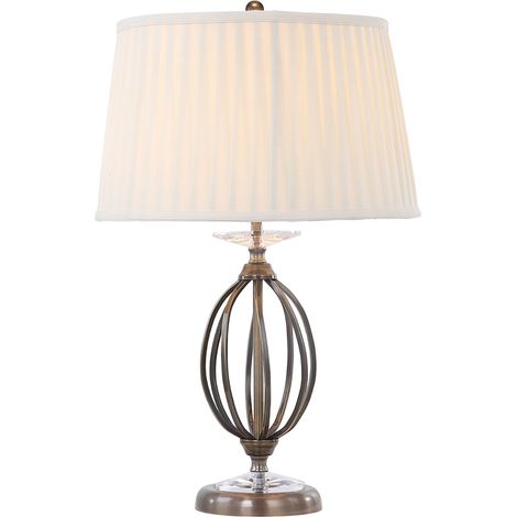 Lampada tavolo ottone anticato paralume bianco Aegean E27 Elstead (1/4)