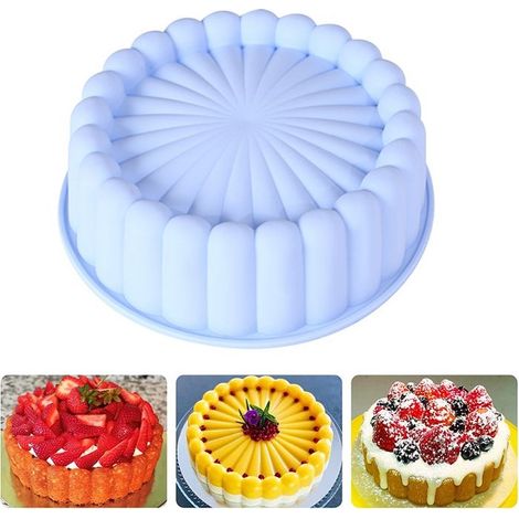 8-Zoll-runde, antihaftbeschichtete Silikon-Kuchenform zum Backen (1/4)