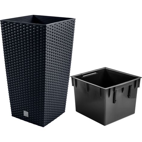 Prosperplast Blumentopf Rato Square mit Einsatz, Anthrazit, Kunststoff, 50/61cm, Höhe: 50 cm (1/5)