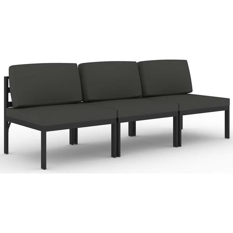 Maison Exclusive - Gartensofa 3-Sitzer mit Kissen Aluminium Anthr (1/5)
